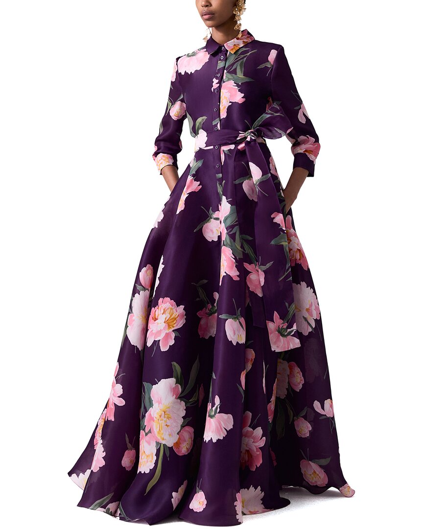 Carolina Herrera Trench Silk Gown In Purple