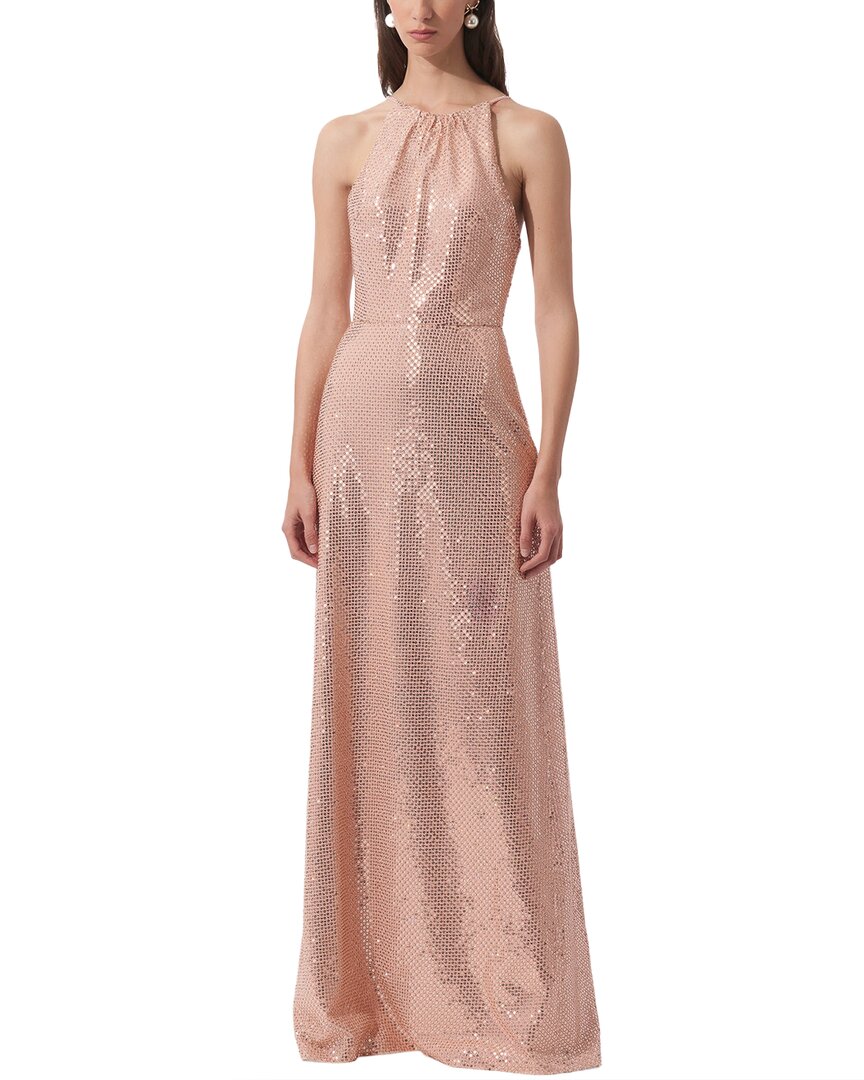 Carolina Herrera Embellished Halter Neck Gown In Pink