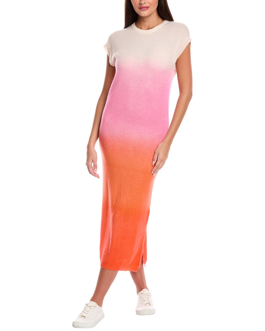 Brodie Cashmere Bali Ombre Midi Cashmere Dress In Pink Bali In Multi