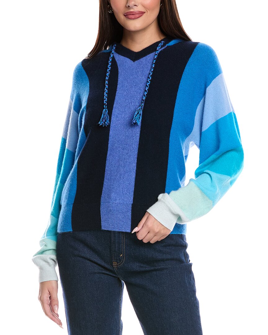 Brodie Cashmere Stripe Triangle Cashmere Hoodie In Multi