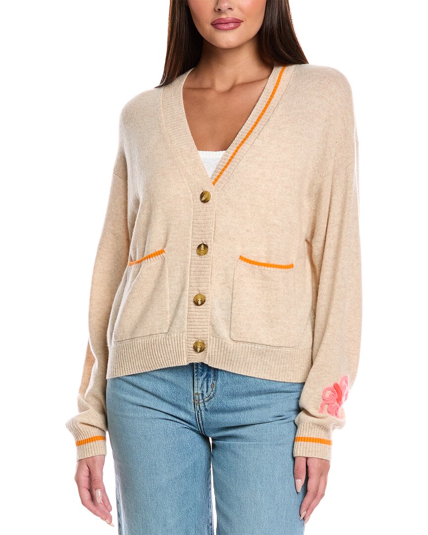 Brodie Cashmere Tropical Cording Cashmere Cardigan In Brown