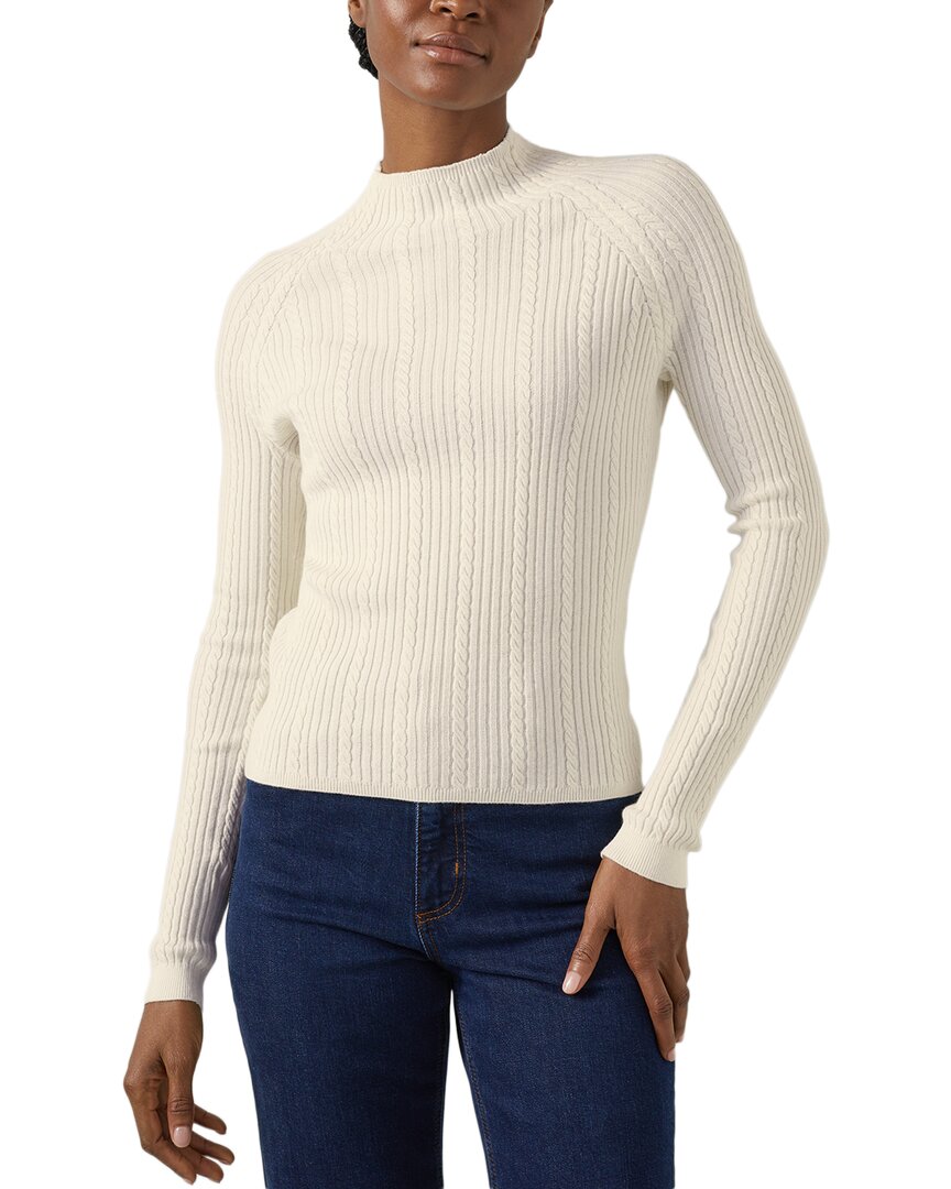 Lk Bennett Womens Cre-cream West Cable-stitch Cotton And Wool-blend Jumper In White