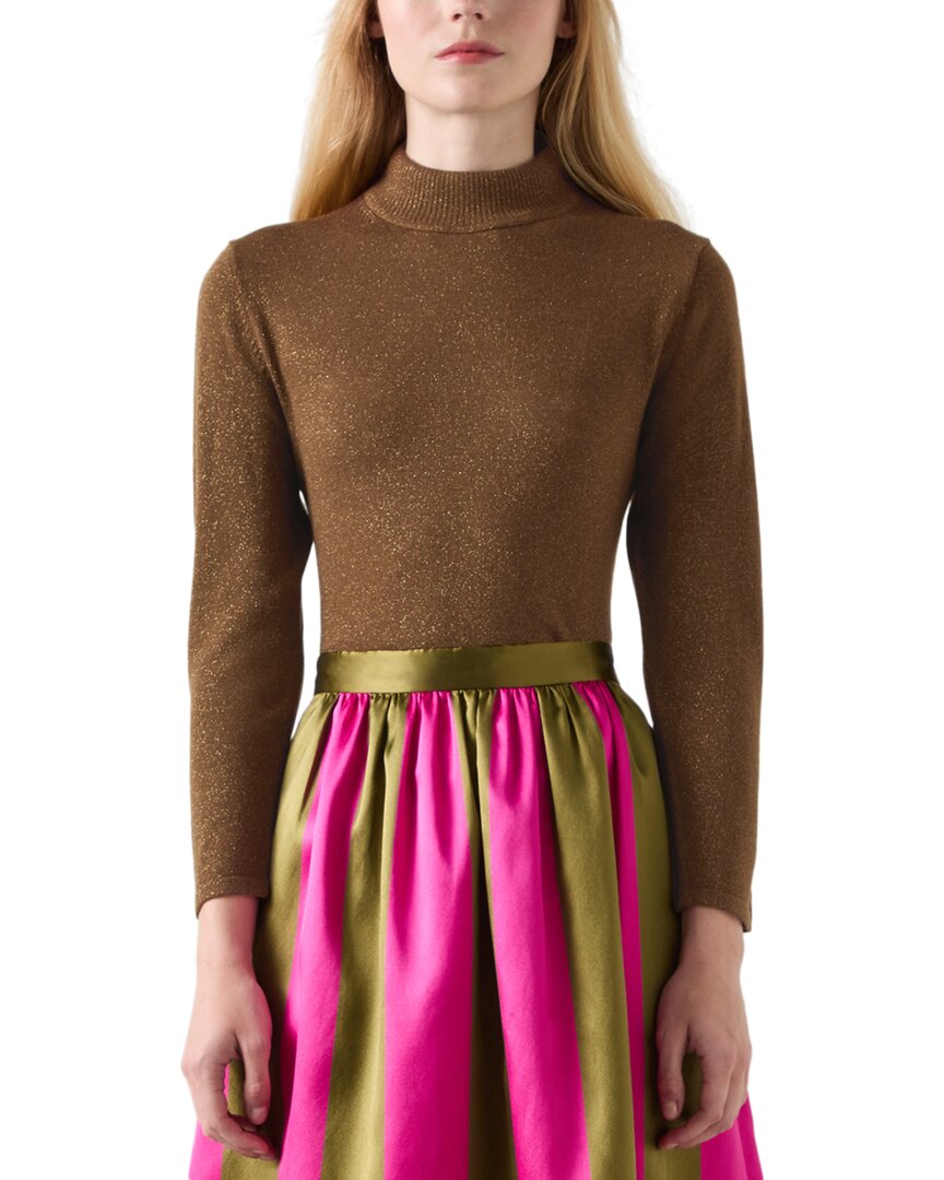 Lk Bennett Sadie Knitted Silk Top In Brown