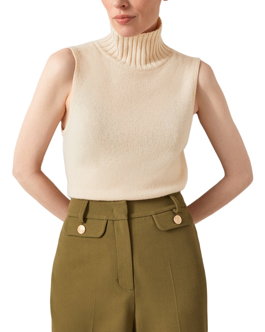 Lk Bennett Frances Sleeveless Turtleneck Wool Blend Sweater In Neutral