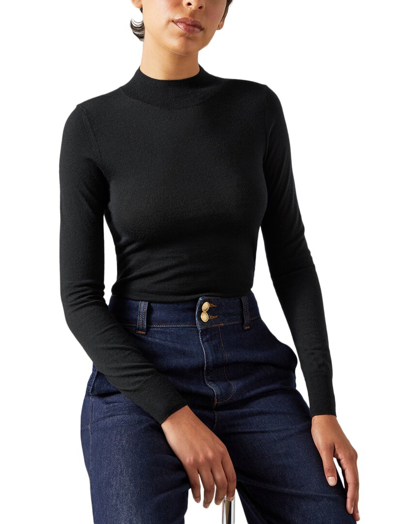 Lk Bennett Womens Bla-black Ellie Mock-neck Merino-wool Top In Black