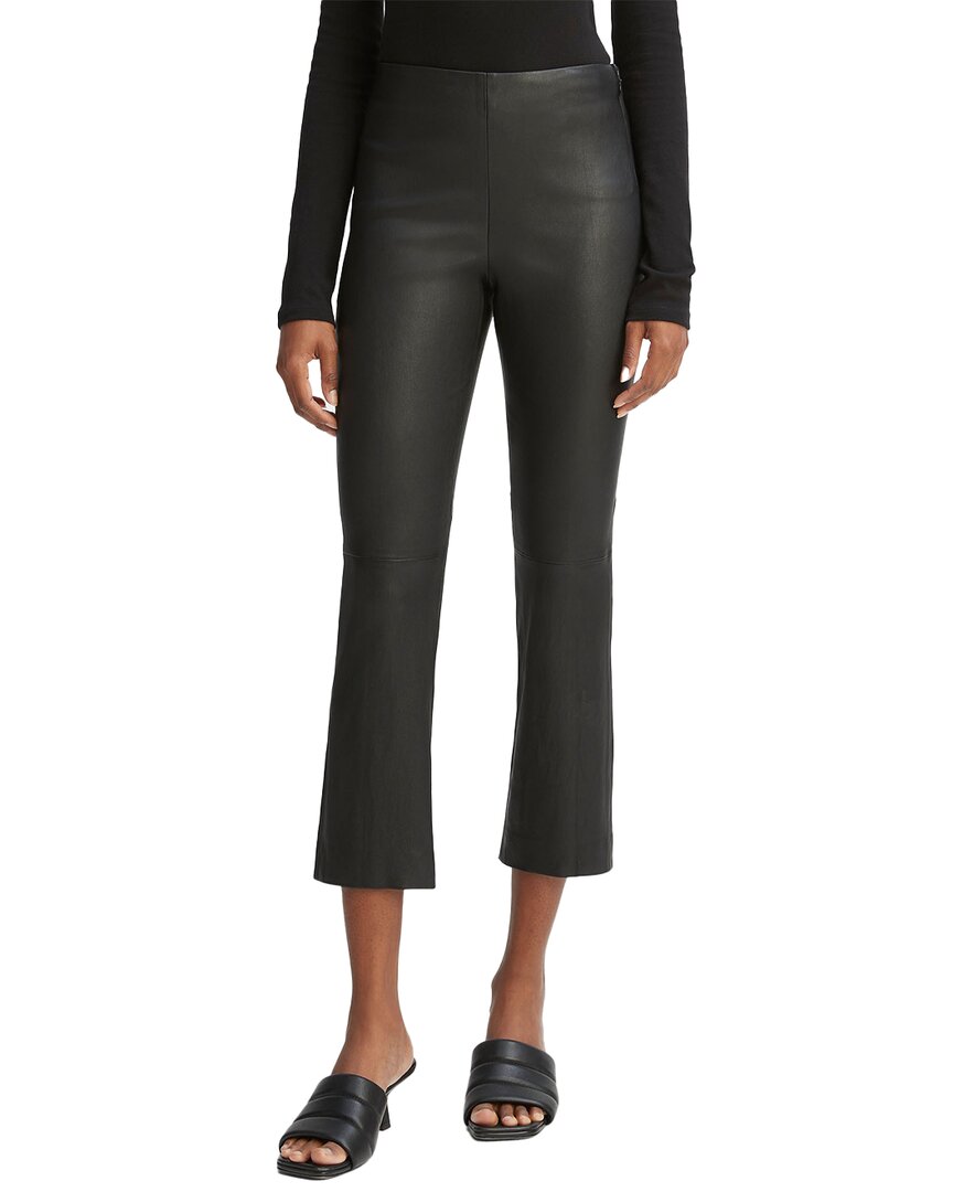 Vince Stretch Leather Cropped Flare Pant In Black