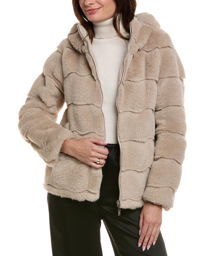 Via Spiga Short Grooved Reversible Jacket In Neutral