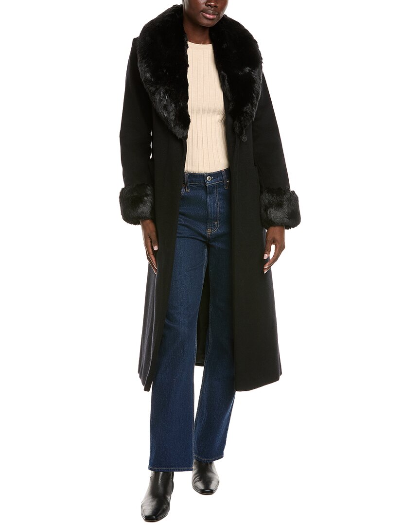 Via Spiga Single-breasted Reefer Coat In Black