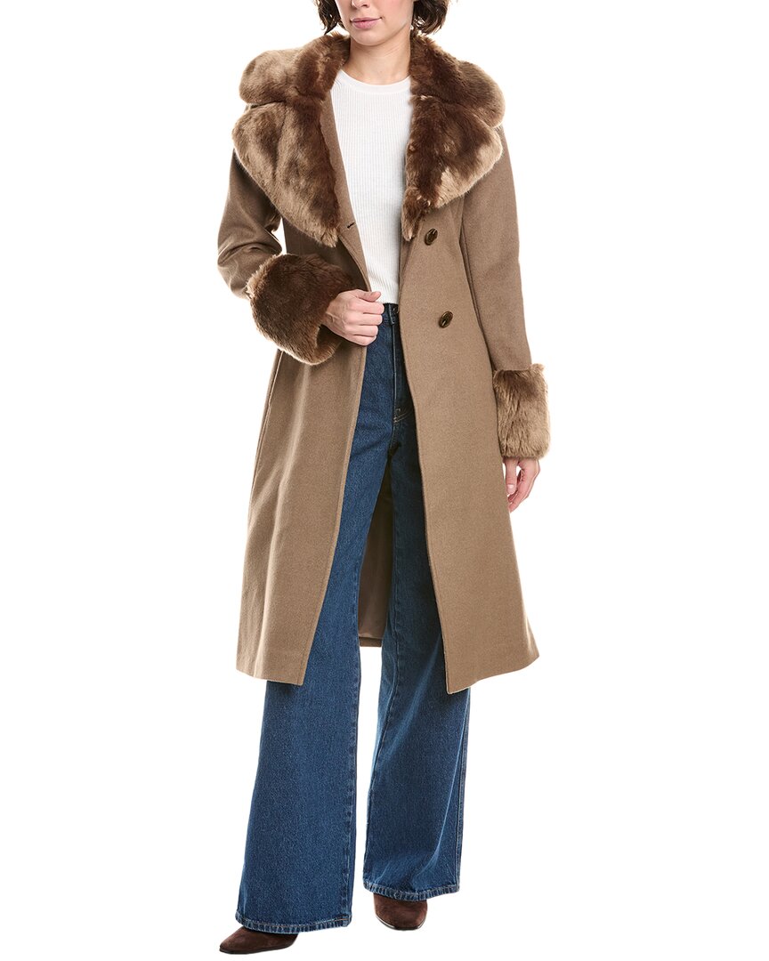 Via Spiga Wool-blend Belted Coat In Brown