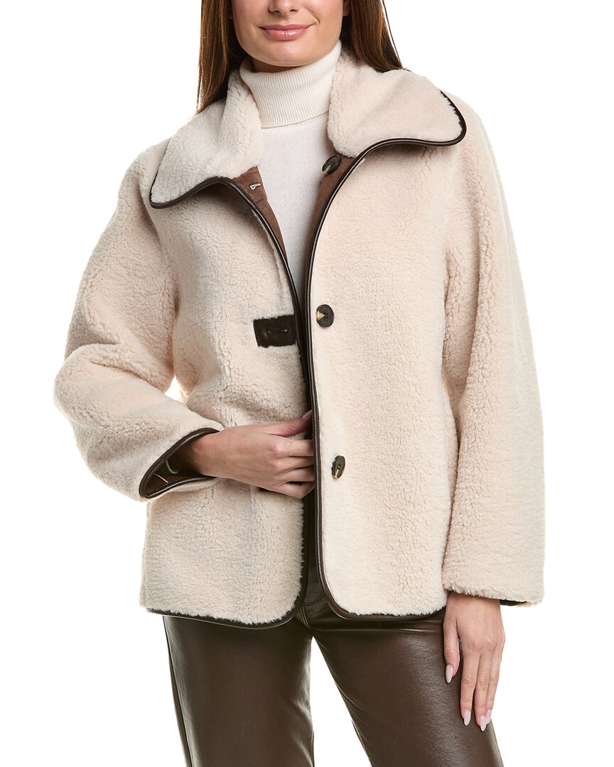 Tahari Reversible Kai Faux Fur Coat In Neutral