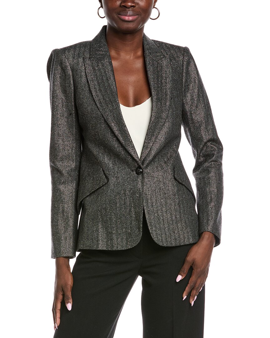 L Agence L'agence Chamberlain Wool-blend Blazer In Gray
