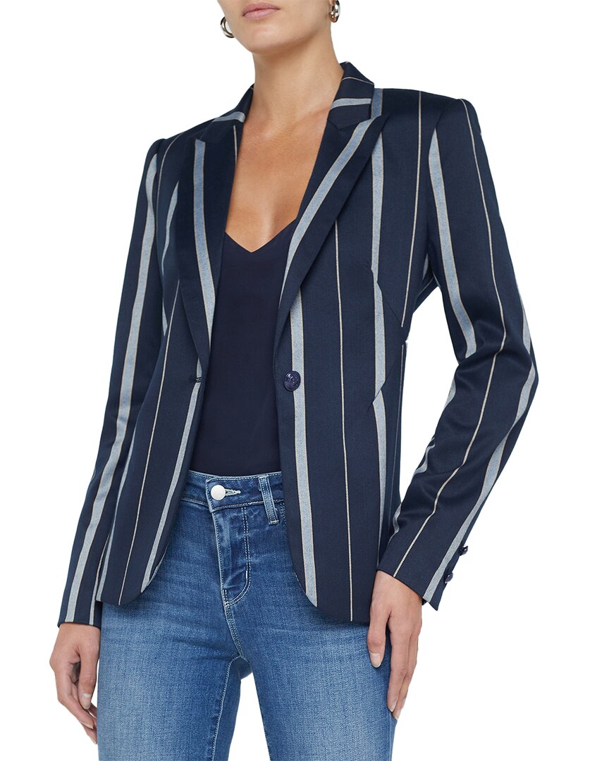 L Agence Clementine Stripe Blazer In Blue In Blue