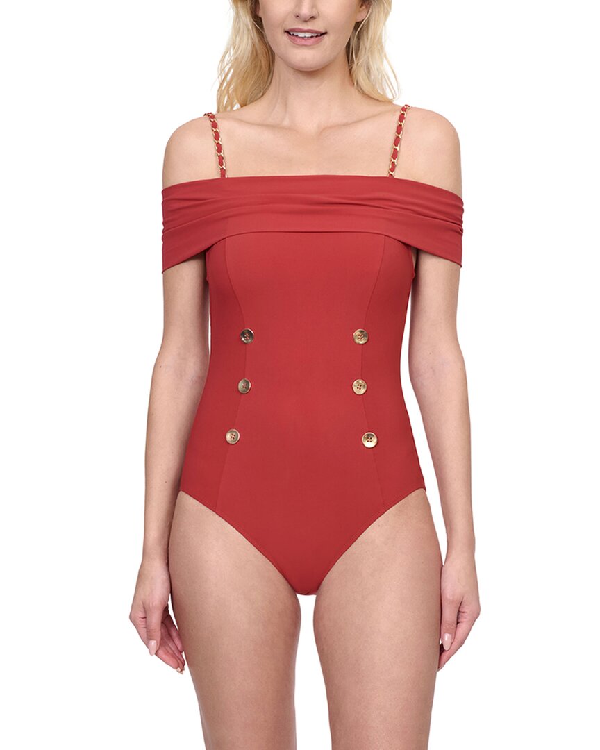Gottex Monte Carlo Off Shoulder One Piece In Red
