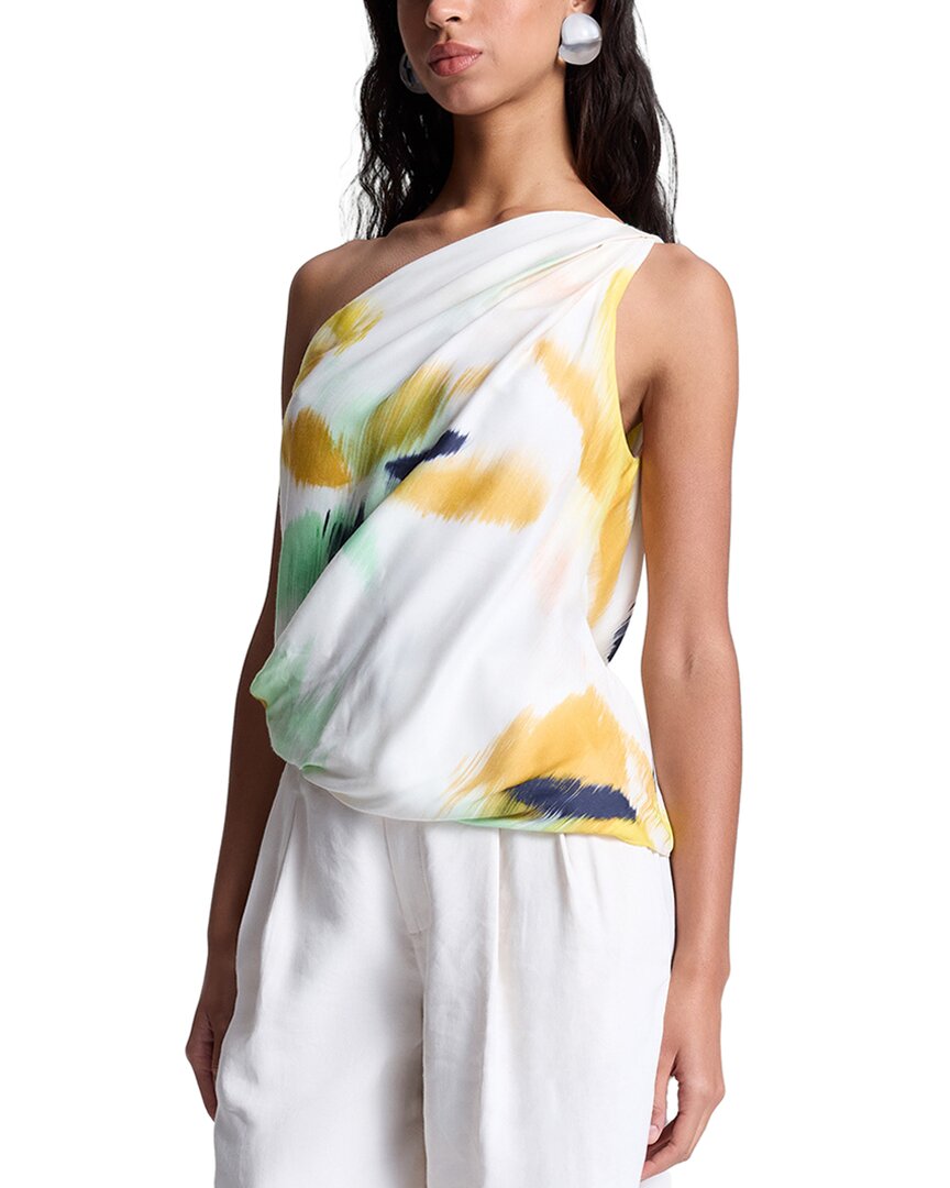 A.l.c Aster Sleeveless Ruched One-shoulder Top In White