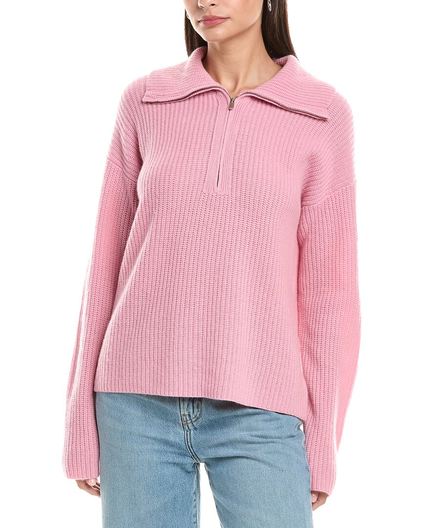 The Cashmere Project Cashmere 1/4-zip Pullover In Pink