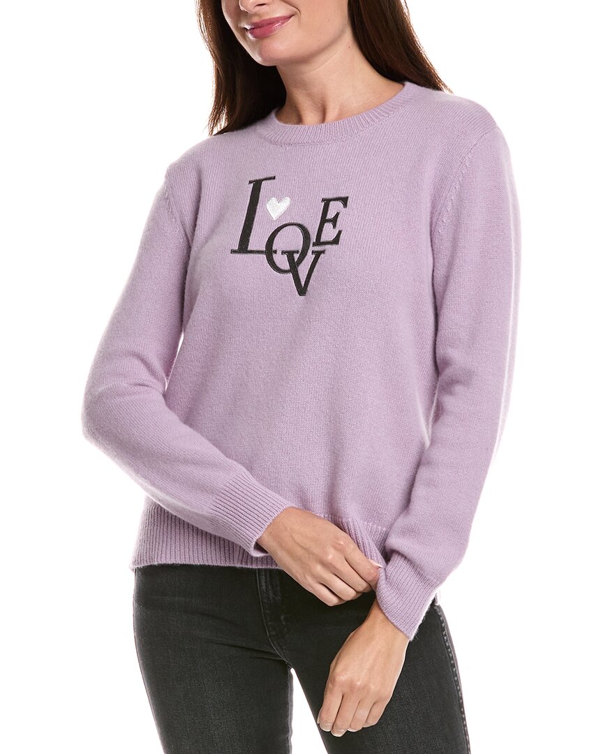 The Cashmere Project Love Heart Embroidered Cashmere Sweater In Purple