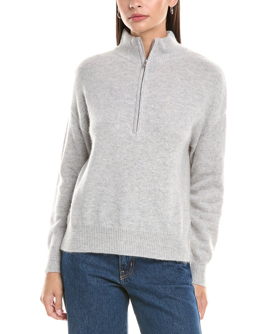The Cashmere Project Cashmere 1/4-zip Pullover In Gray