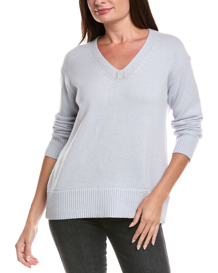 The Cashmere Project Oversized Plush V-neck Cashmere Sweater In Blue
