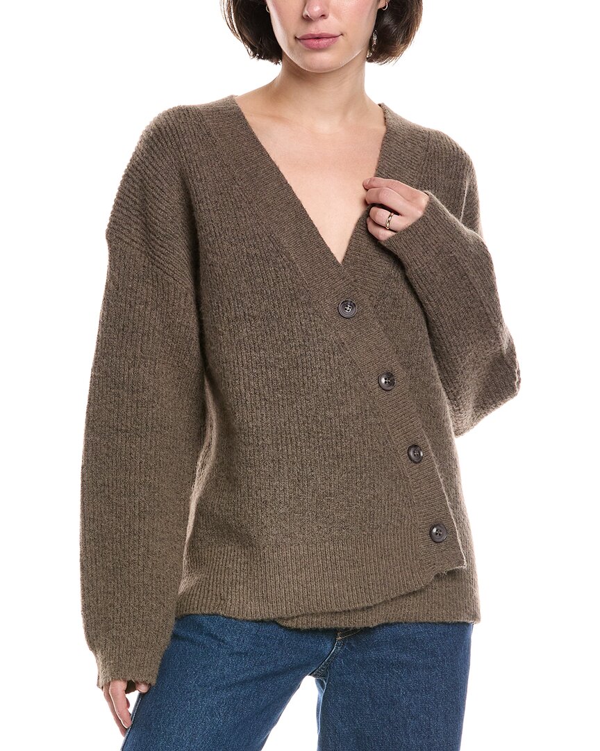 Rd Style Eglantine Asymmetrical Wool-blend Cardigan In Brown