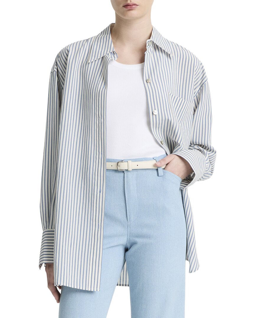 Vince Furrow Stripe Button Down Shirt In Blue