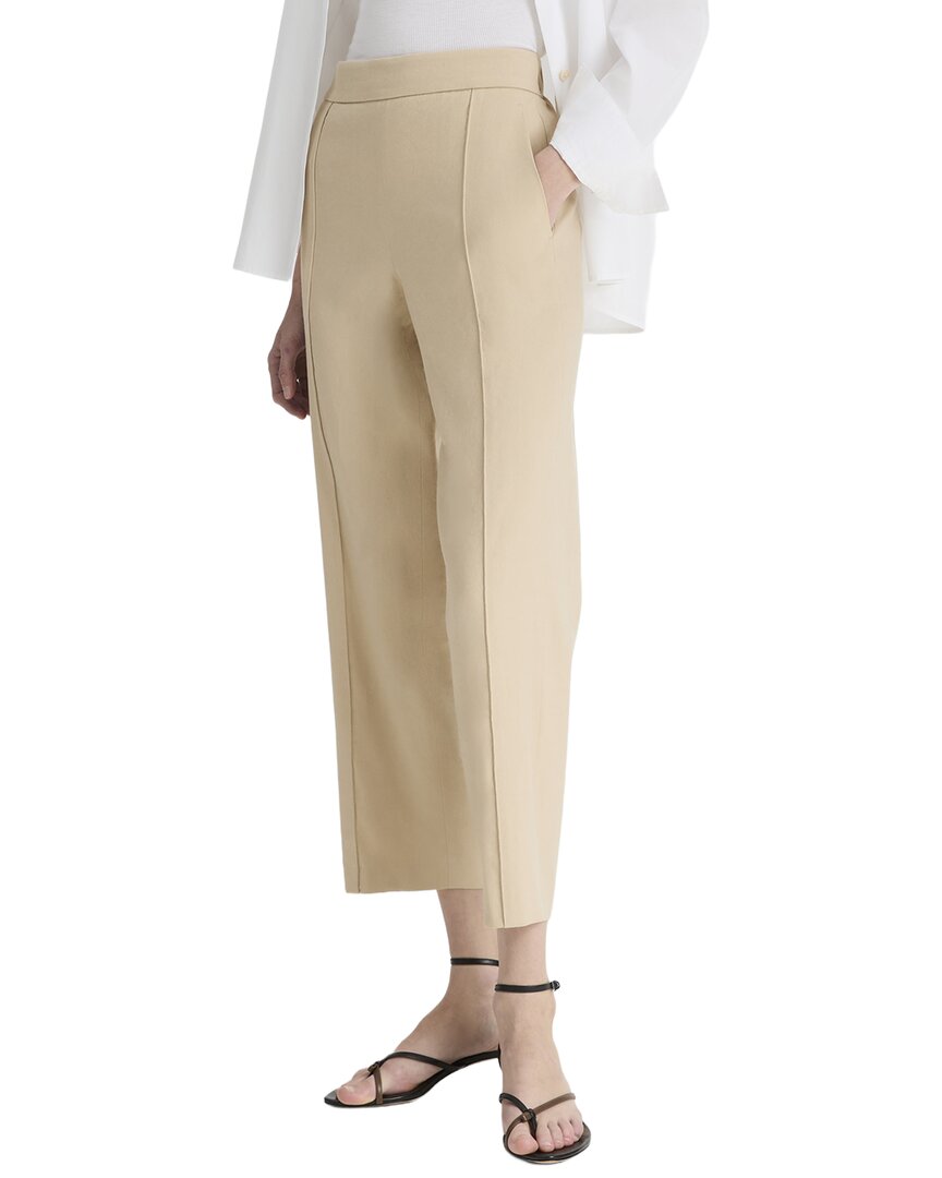 Vince Mid Rise Tapered Pull On Linen-blend Pant In Neutral