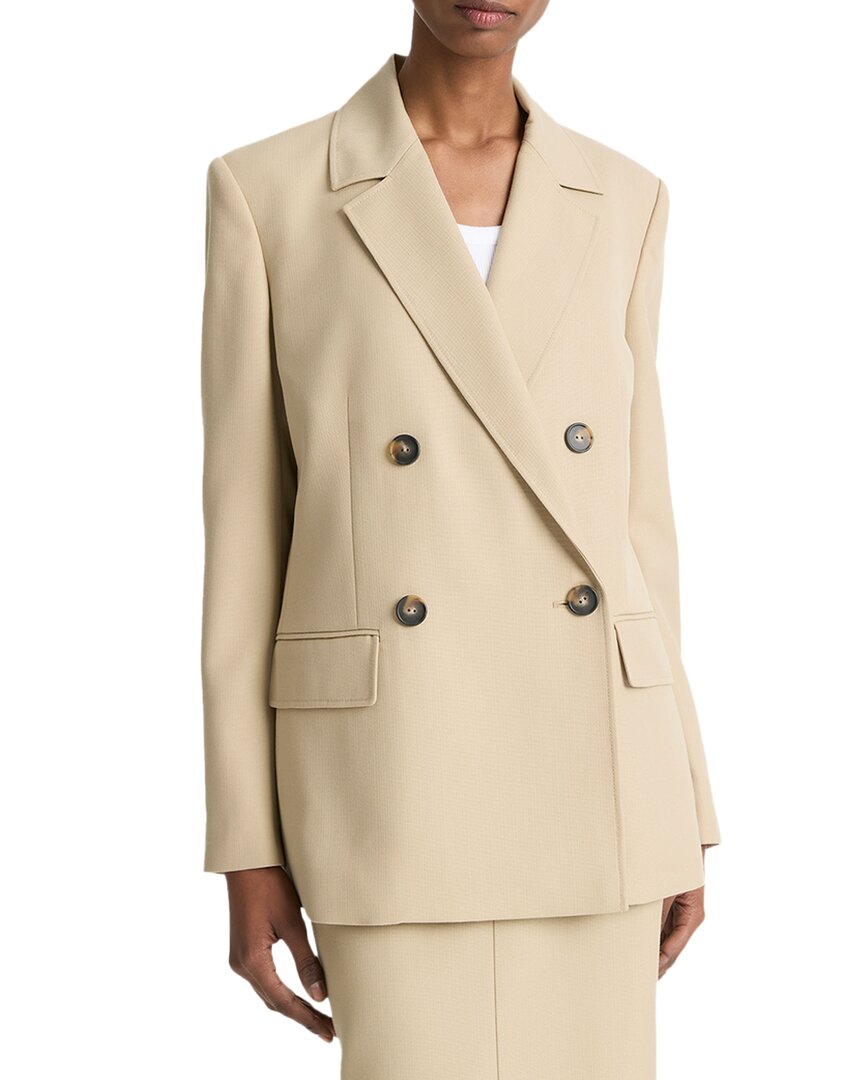Vince Tailored Canvas Wool-blend Blazer In Nude