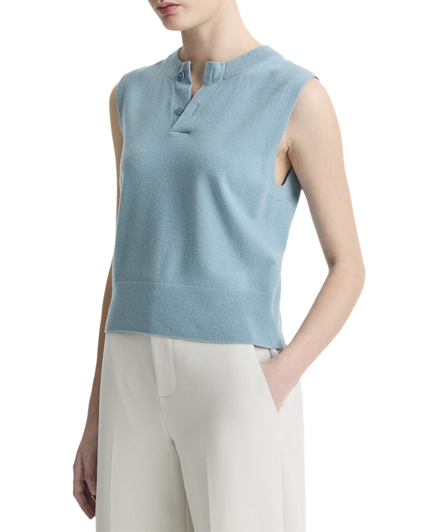 Vince Wool & Cashmere-blend Henley Shell In Blue