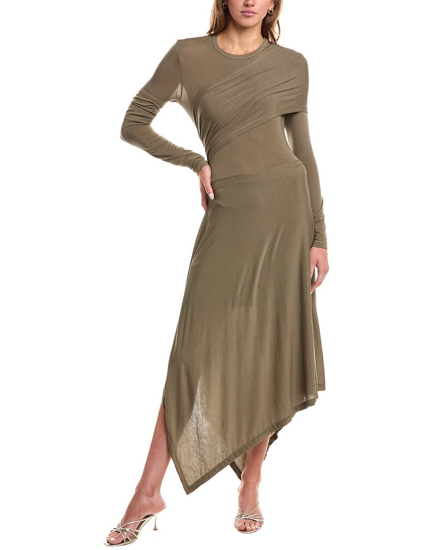 Helmut Lang Protection Midi Dress In Green