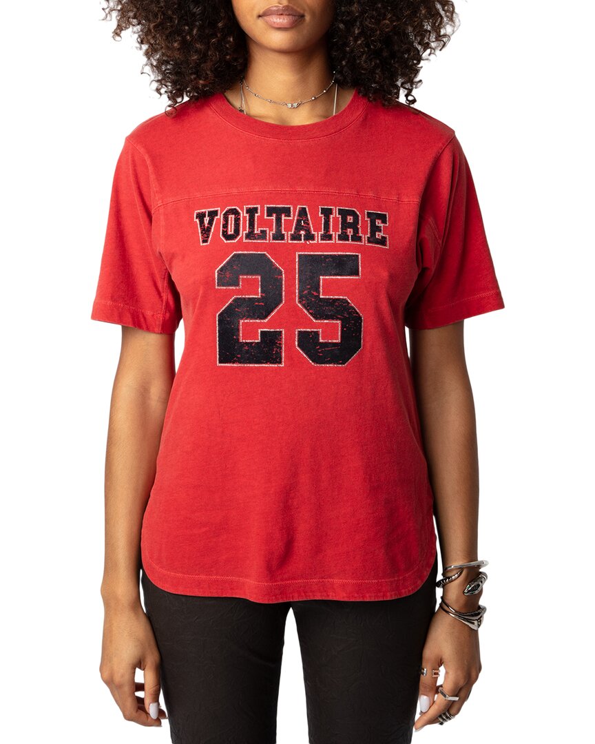 Zadig & Voltaire Womens Crimson Bow Voltaire Rhinestone-embellished Organic Cotton-jersey T-shirt Xs In Red