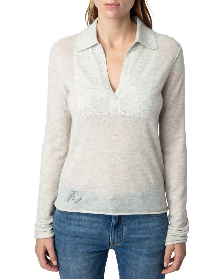 Zadig & Voltaire Sally Cp Strass Cashmere Sweater In Brown