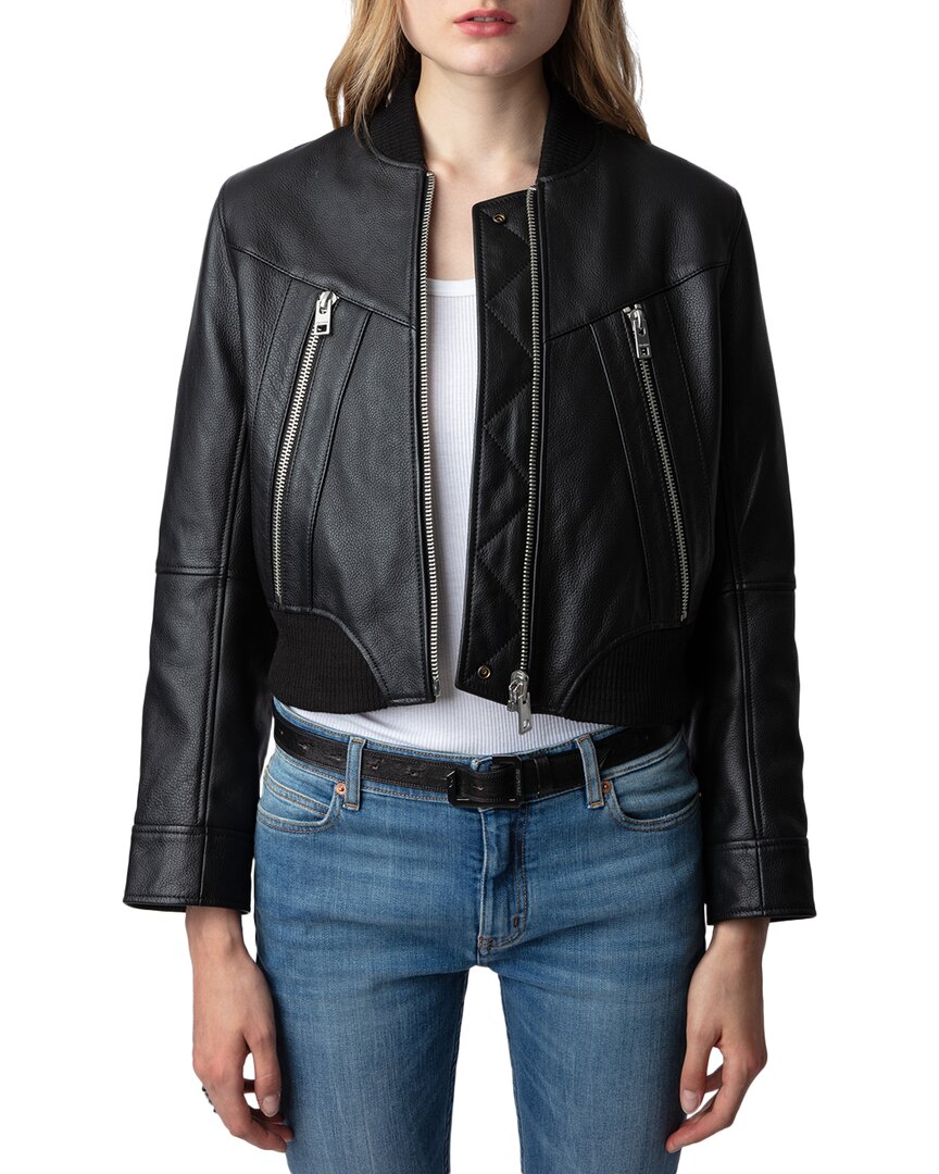 Zadig & Voltaire Bunta Reversible Leather Jacket In Black