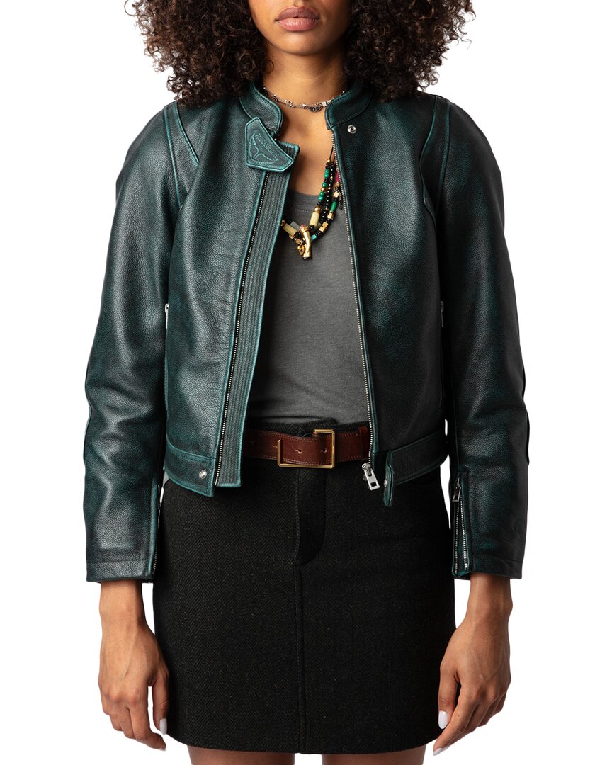 Zadig & Voltaire Loupa Leather Jacket In Brown