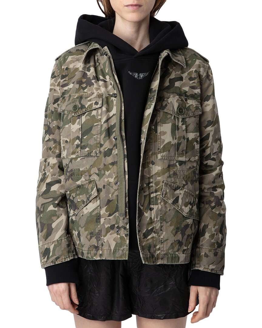 Zadig & Voltaire Krisa Canvas Camo Jacket In Green