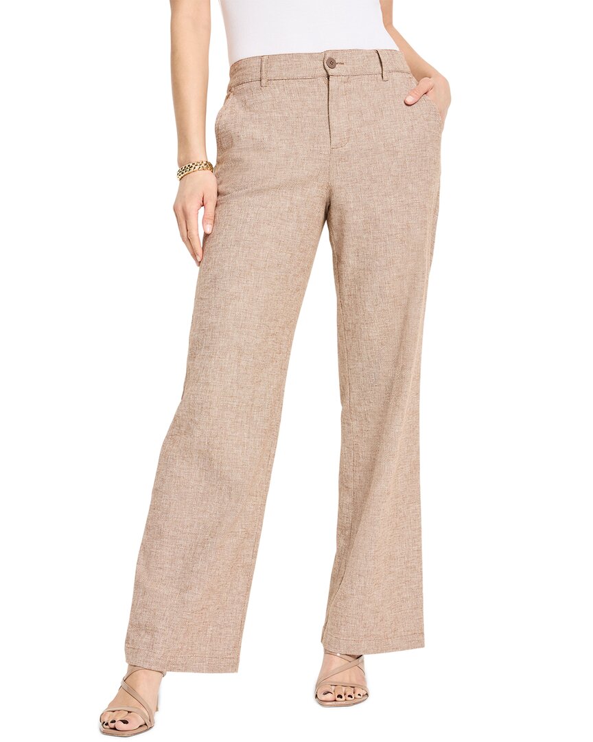 Nic + Zoe Linen Cotton Eliot Wide Leg Pant In Brown Mix In Brown