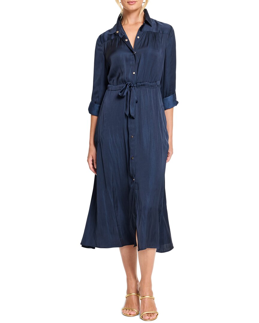 Nic + Zoe Nic+zoe Julie Crinkle Satin Midi Dress In Blue