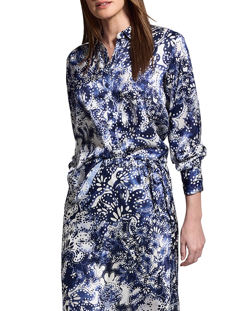 Nic + Zoe Nic+zoe Twilight Blooms Button-up Shirt In Blue