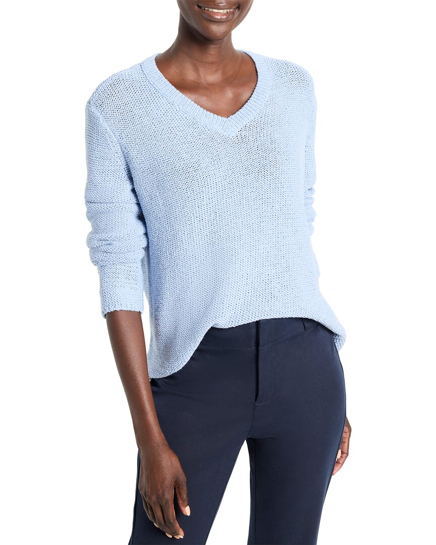 Nic + Zoe Nic+zoe Crimpy V-neck Sweater In Blue
