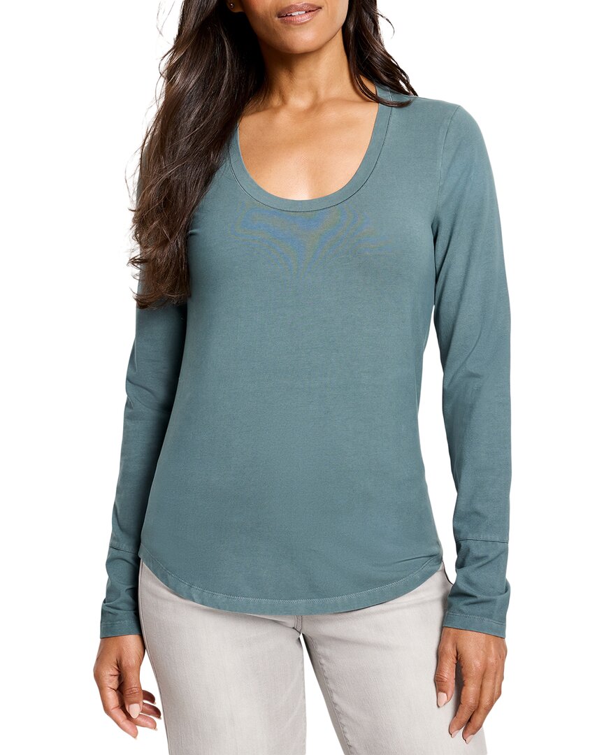 Nic + Zoe Nic+zoe Long Sleeve Scoop Neck T-shirt In Blue