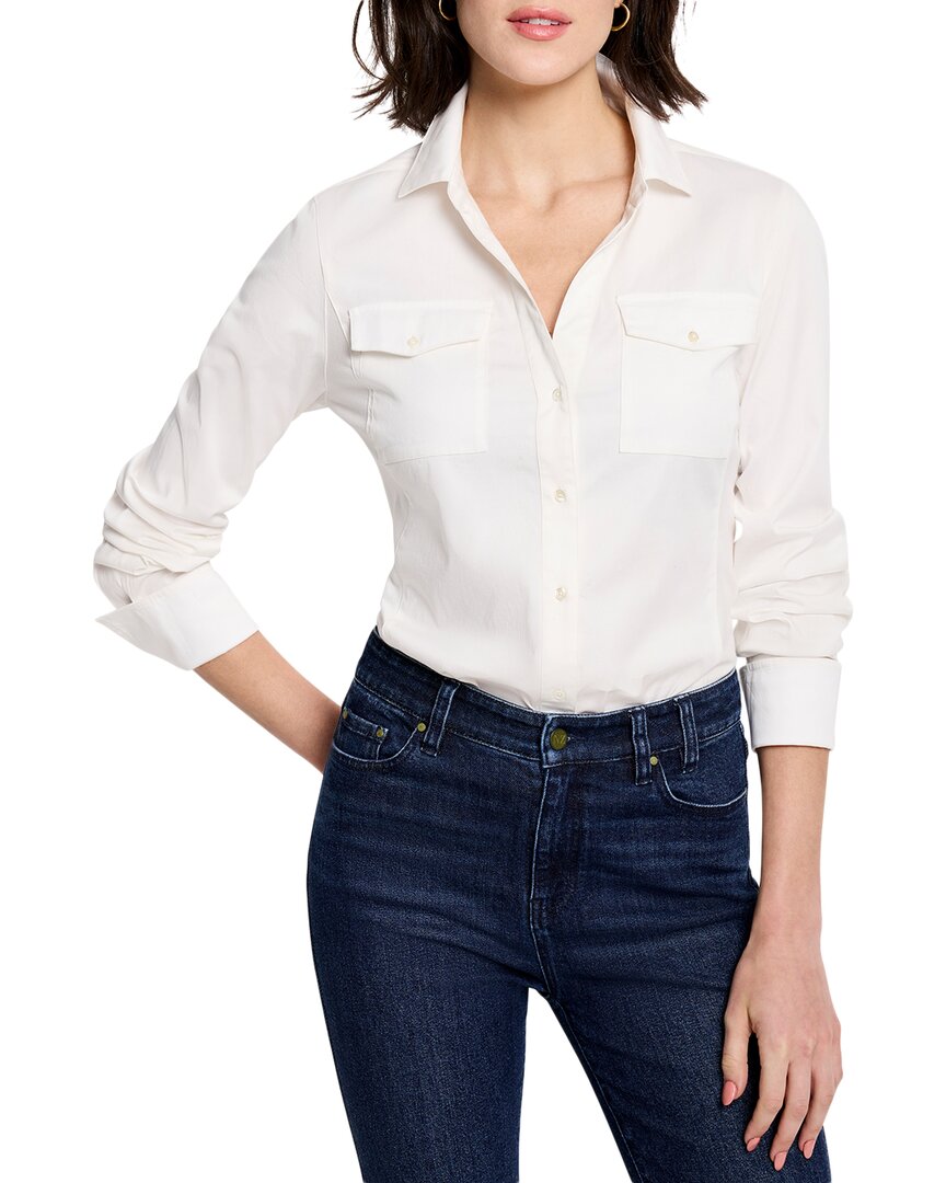 Nic + Zoe Nic+zoe Mix Media Button-up Shirt In White