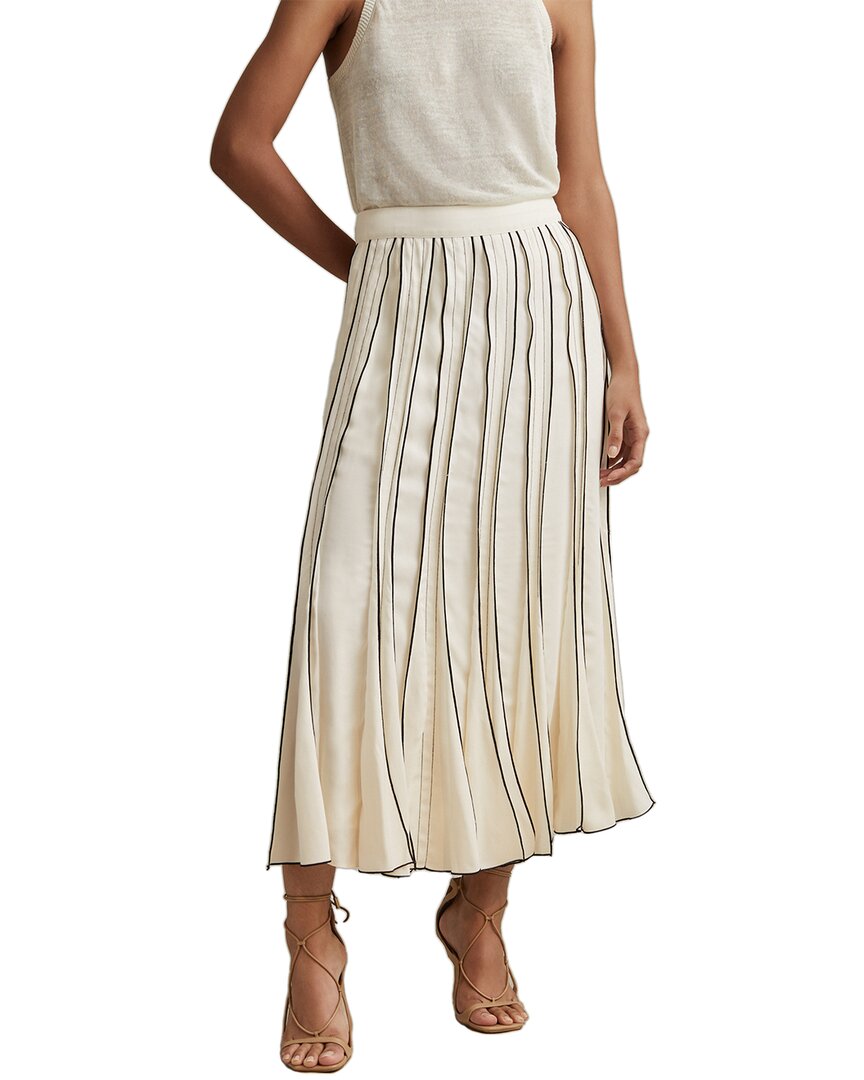 Reiss Tara Contrast Stich Pleat Maxi Dress In Neutral