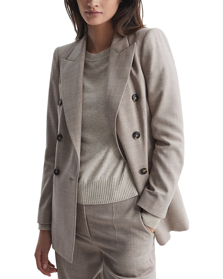 Reiss Hazel Wool-blend Texture Blazer In Burgundy