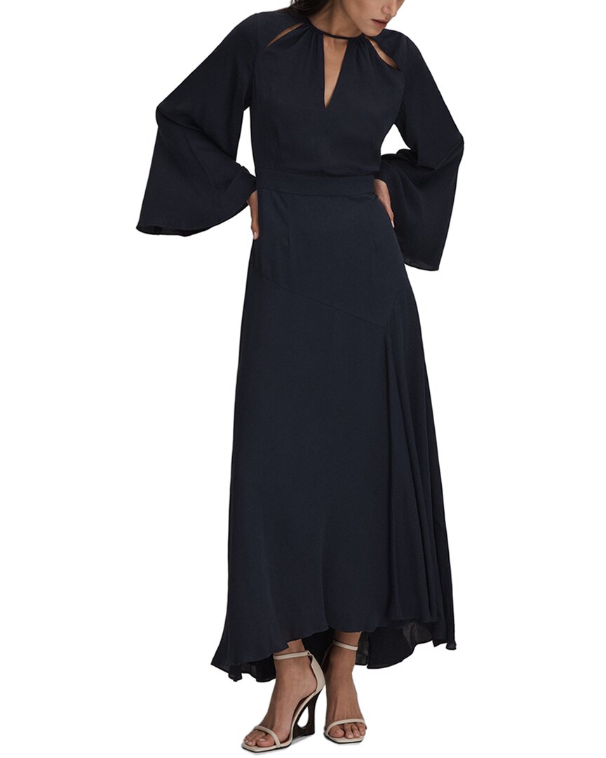 Reiss Andra Fluted Sleeve Midi Dress In Black