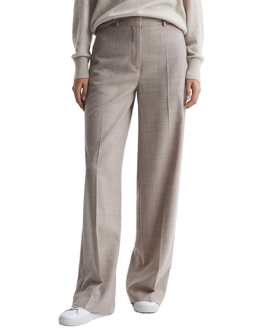 Reiss Hazel Wool-blend Wide Leg Texture Trouser In Gray