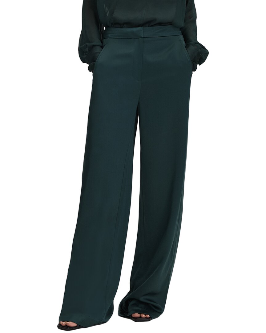 Reiss Lula Satin Wide Leg Trouser In Green