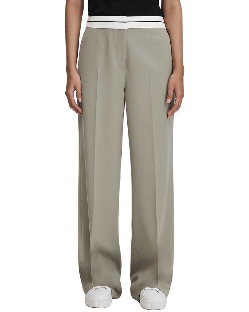 Reiss Whitley Wool-blend Wide Leg Trouser In Gray