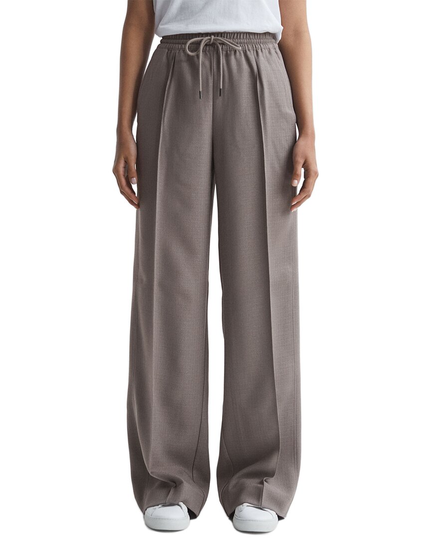 Reiss Mink Drawstring Wide Leg Trousers In Gray