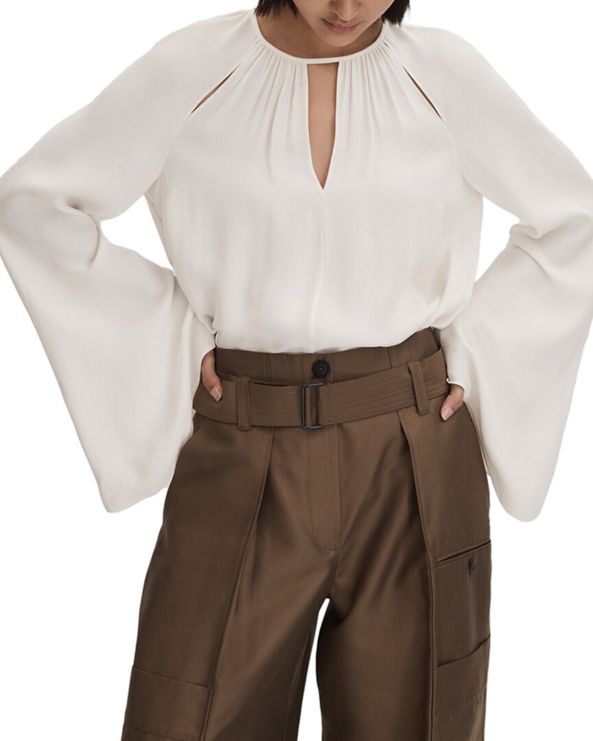 Reiss Gracie Cut Out Detail Blouse In White
