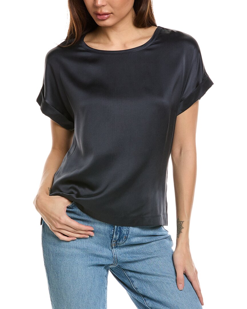 Reiss Helen Silk-blend T-shirt In Black