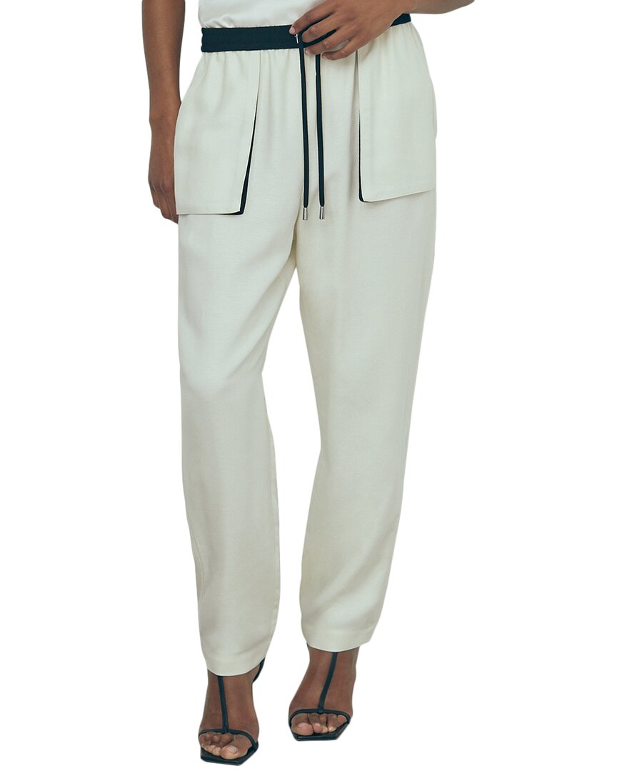 Reiss Pearl Contrast Pocket Relaxed Linen-blend Cargo Pant In Gray