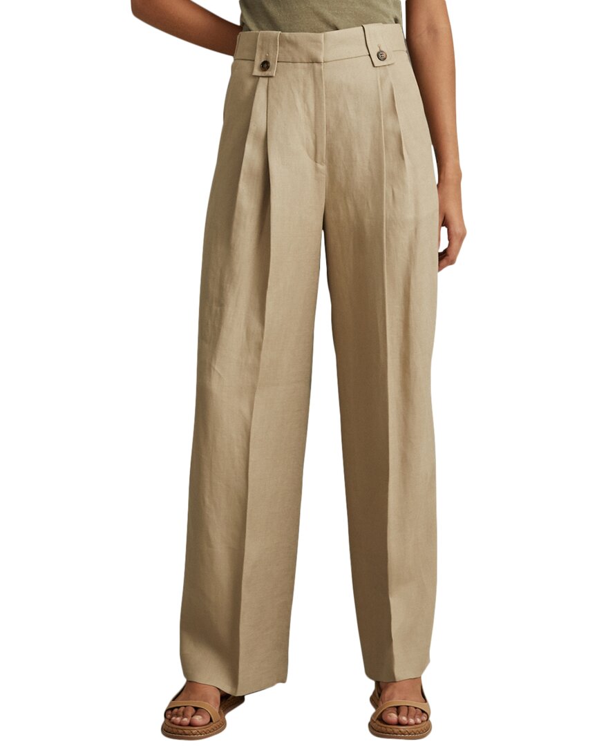 Reiss Leila Heavy Linen Wide Leg Trouser In Neutral